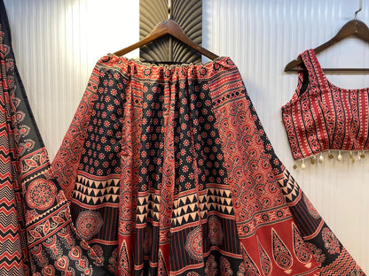 MAROON RAYON DIGITAL PRINTED LEHENGA CHOLI