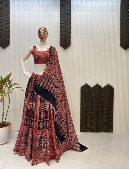 MAROON RAYON DIGITAL PRINTED LEHENGA CHOLI