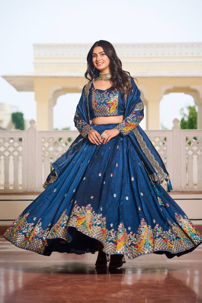 Naira’s Regal Aura: Heavy  Embroidery Sequence & Thred Work Lehenga Choli