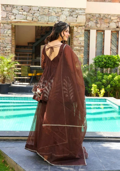 Deep Bronze Beautiful Designer Glow Sharara