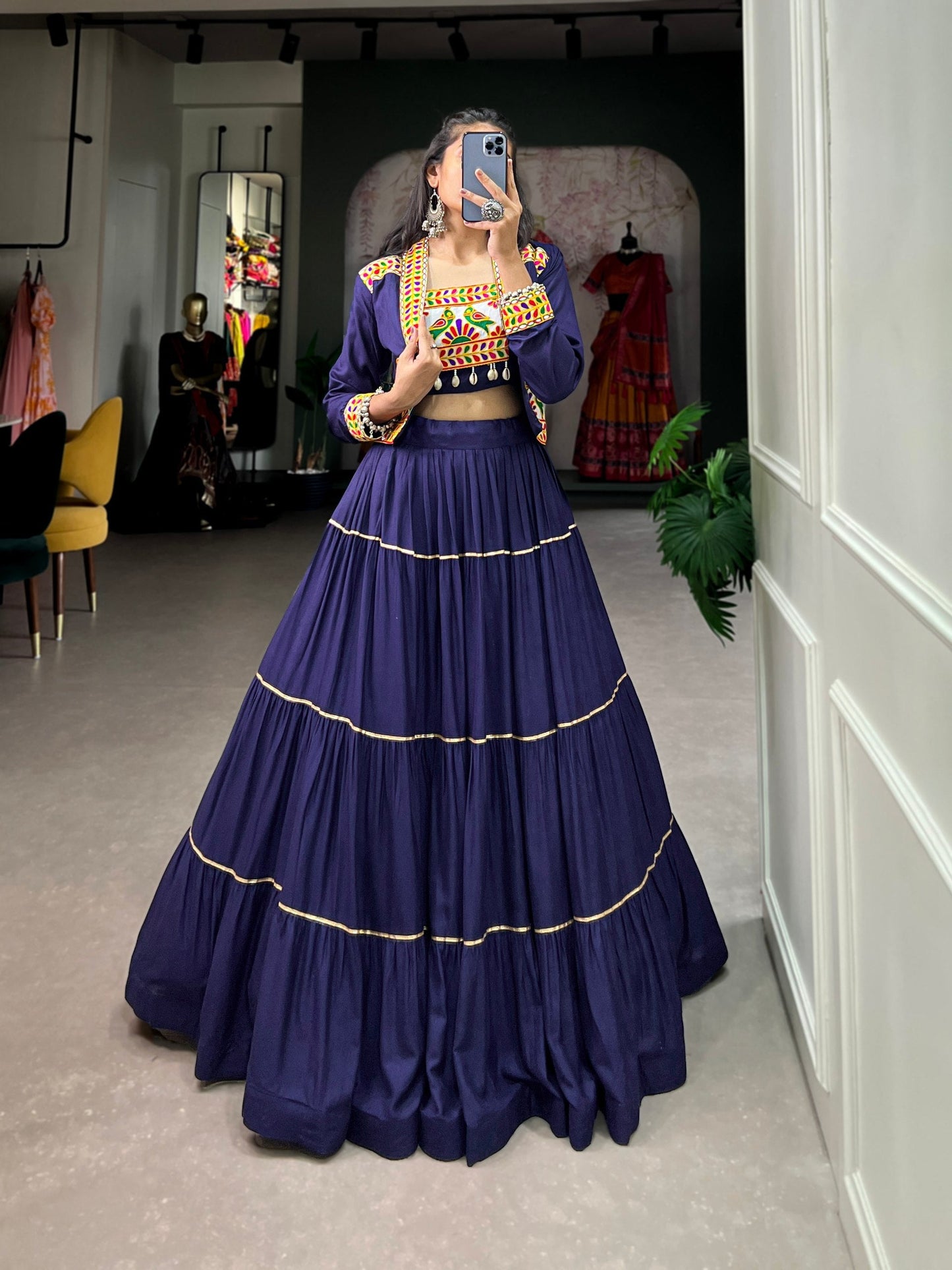 Jhamkudi Traditional Tiered Lehenga with Jacket