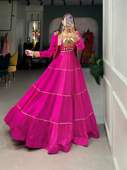 Jhamkudi Traditional Tiered Lehenga with Jacket